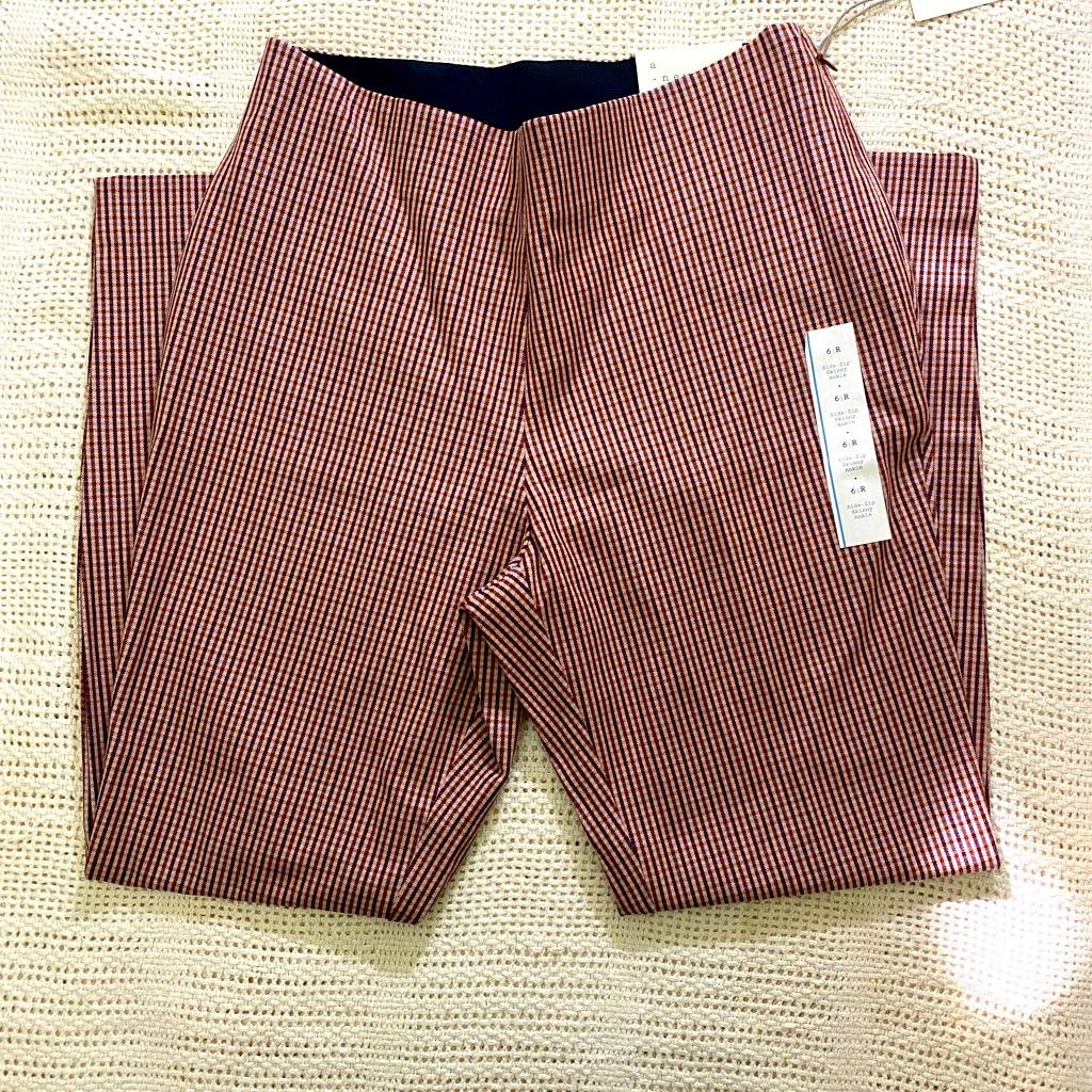 Women's Bi-Stretch Skinny Pants - A New Day Brown Plaid Size 6